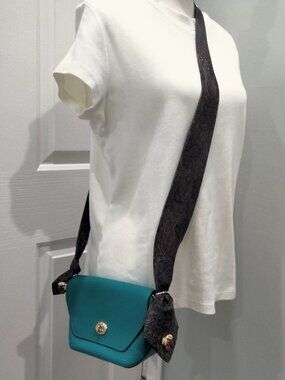 Crossbody Bag Strap, Upcycled Necktie & Joan Rivers Rhinestone Cherry Earrings